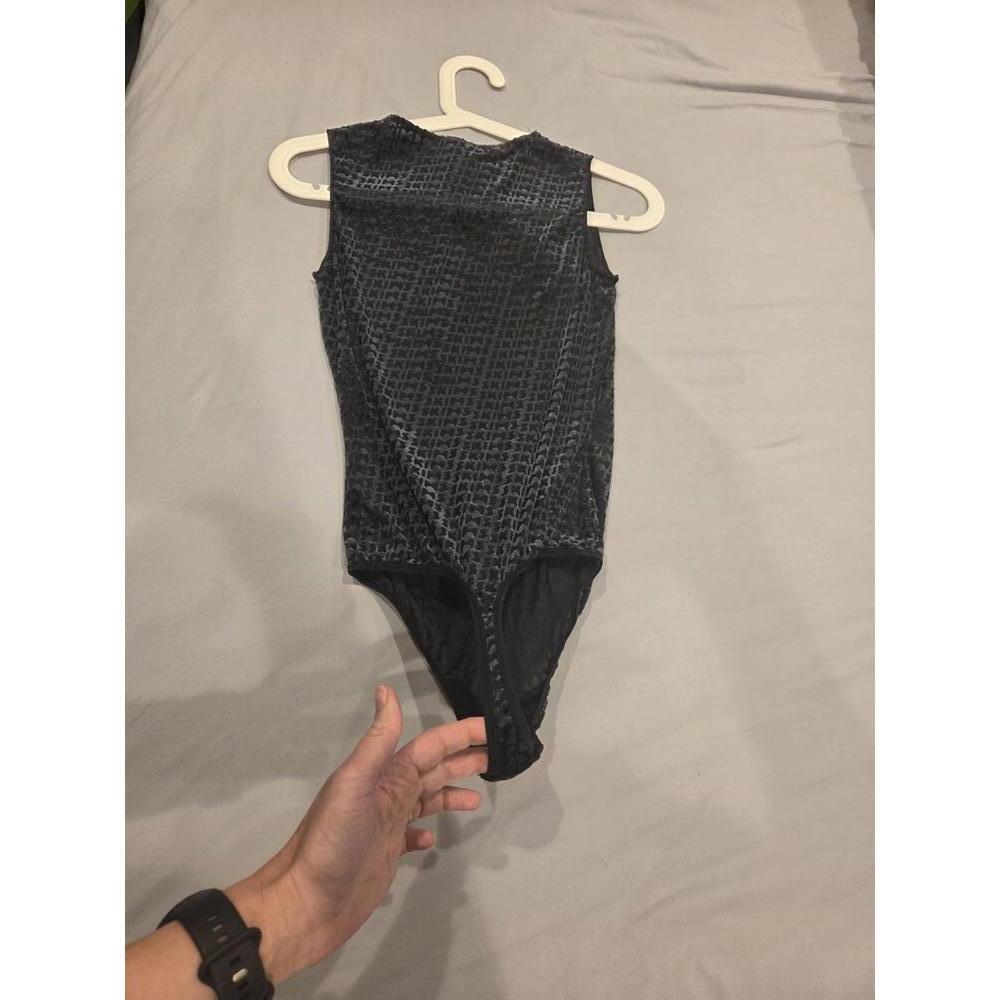 Skims - Black Sleeveless Velvet Bodysuit Size M